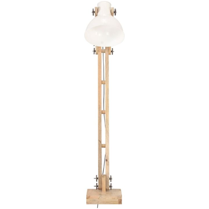 Golvlampa vit massivt mangoträ E27 vidaXL – bild 3