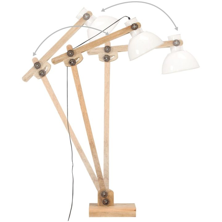 Golvlampa vit massivt mangoträ E27 vidaXL – bild 5