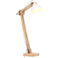 Golvlampa vit massivt mangoträ E27 vidaXL