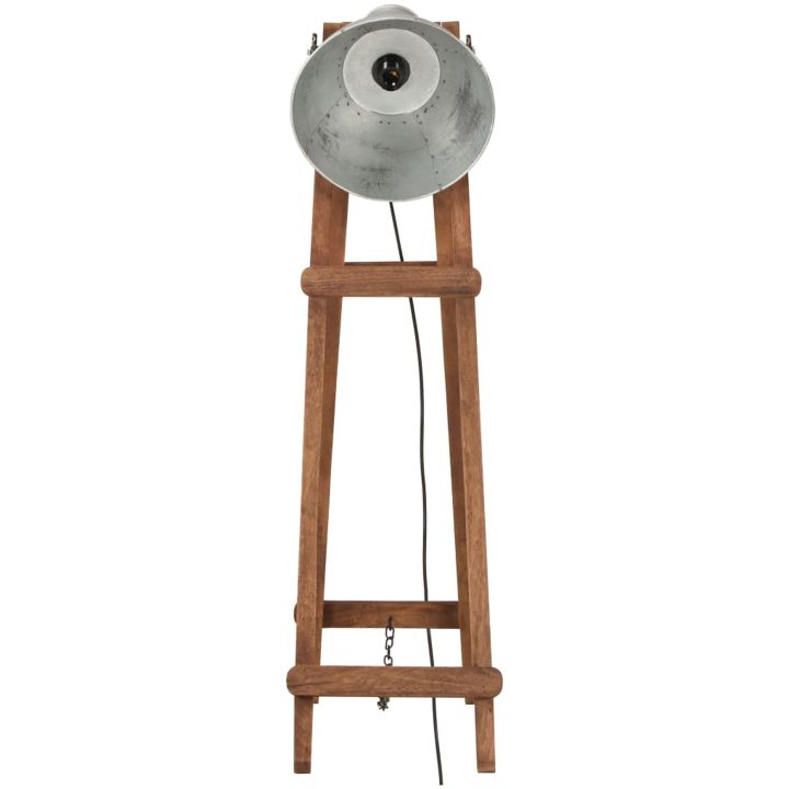 Golvlampor 3 st silver E27 massivt mangoträ vidaXL – bild 4