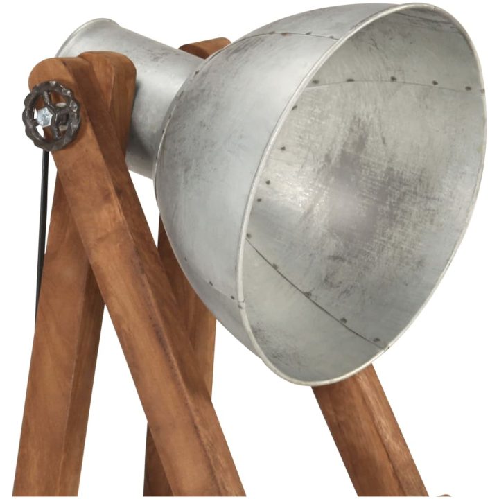 Golvlampor 3 st silver E27 massivt mangoträ vidaXL – bild 6