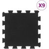 Golvplattor gummi 9 st svart 16 mm 30x30 cm vidaXL – miniatyr 1