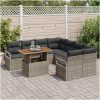 Grå trädgårdssoffa 9 pcs Grå Rattan och polyester vidaXL Stor – miniatyr 3