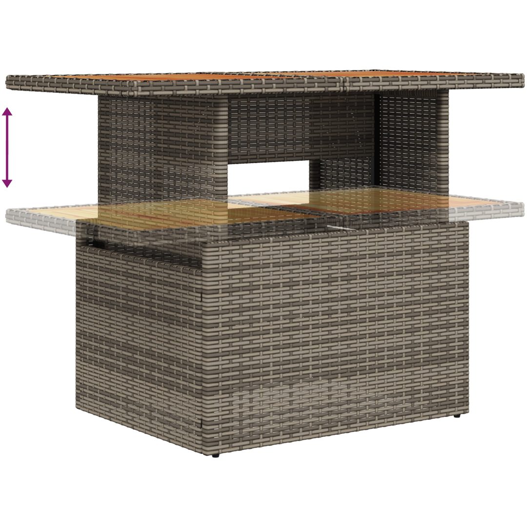 Grå trädgårdssoffa 9 pcs Grå Rattan och polyester vidaXL Stor – bild 10