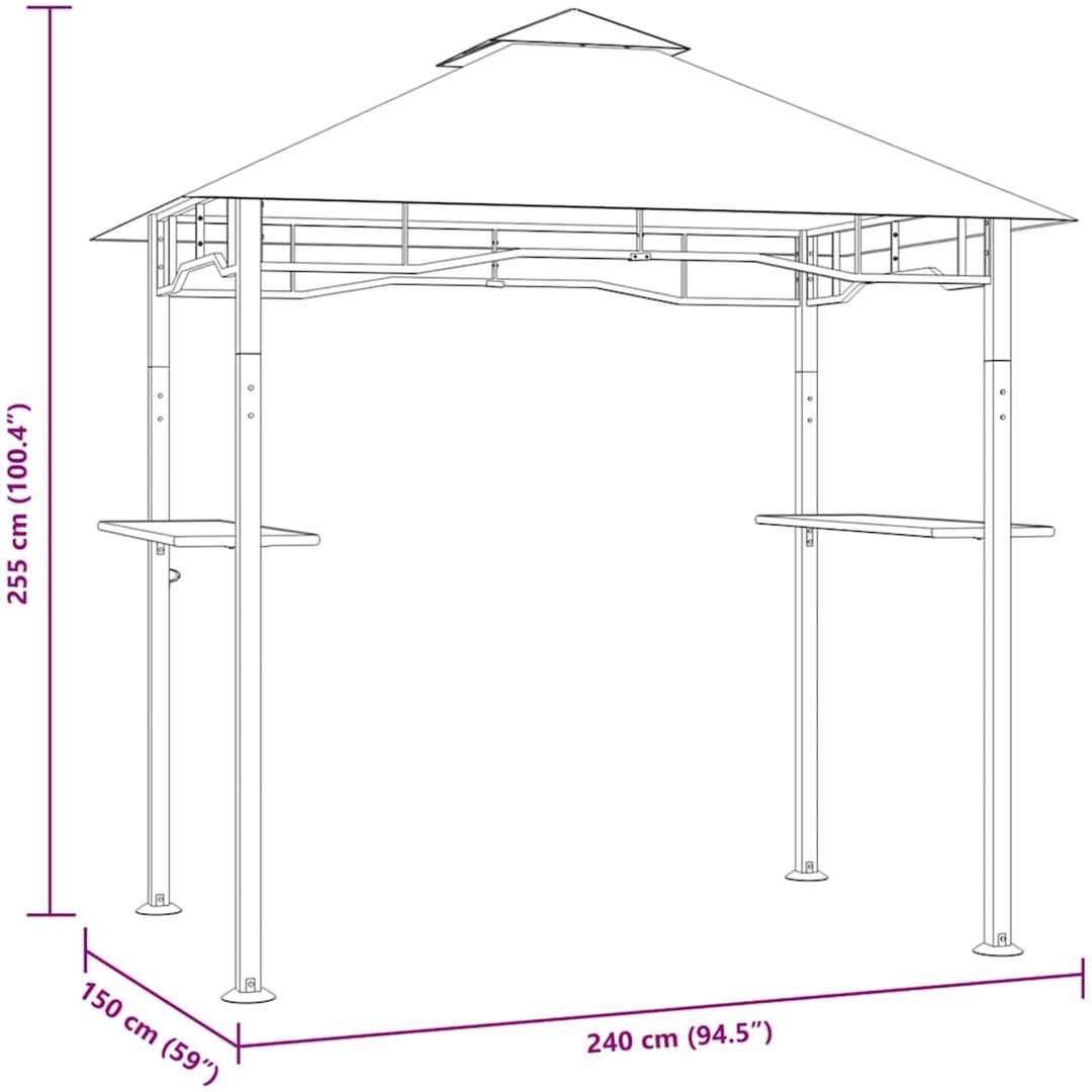 Grilltält 240x150x255 cm antracit stål vidaXL – bild 8