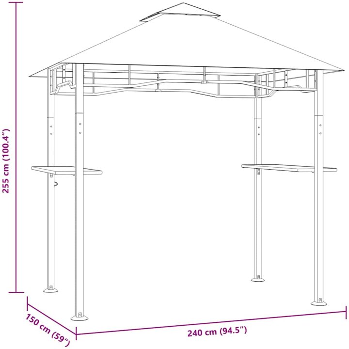 Grilltält 240x150x255 cm antracit stål vidaXL – bild 8