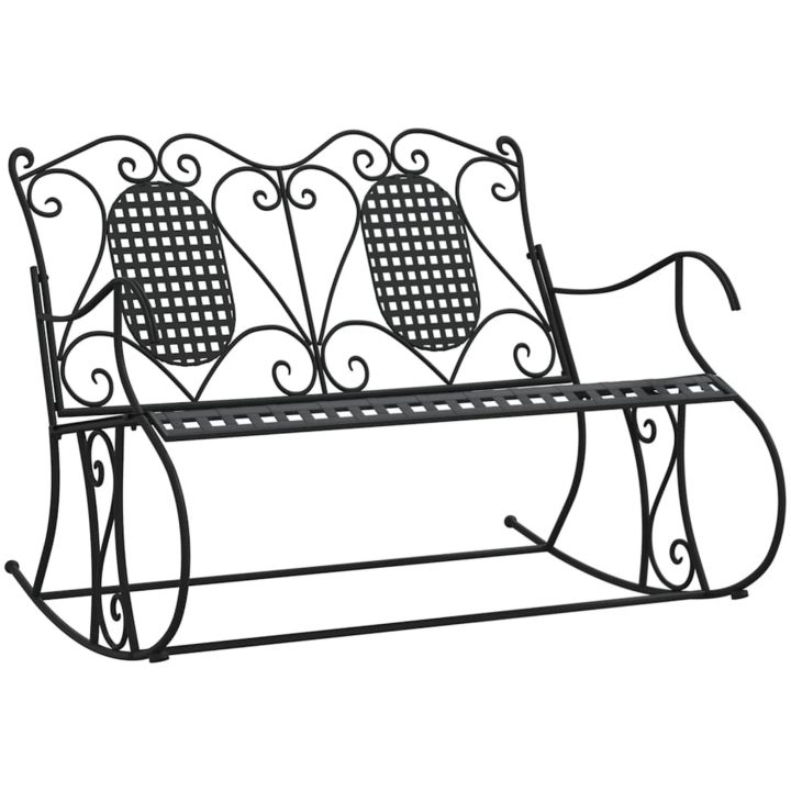 Gungbänk 2-sits 113 cm svart stål vidaXL 113 x 84 x 94 cm – bild 2