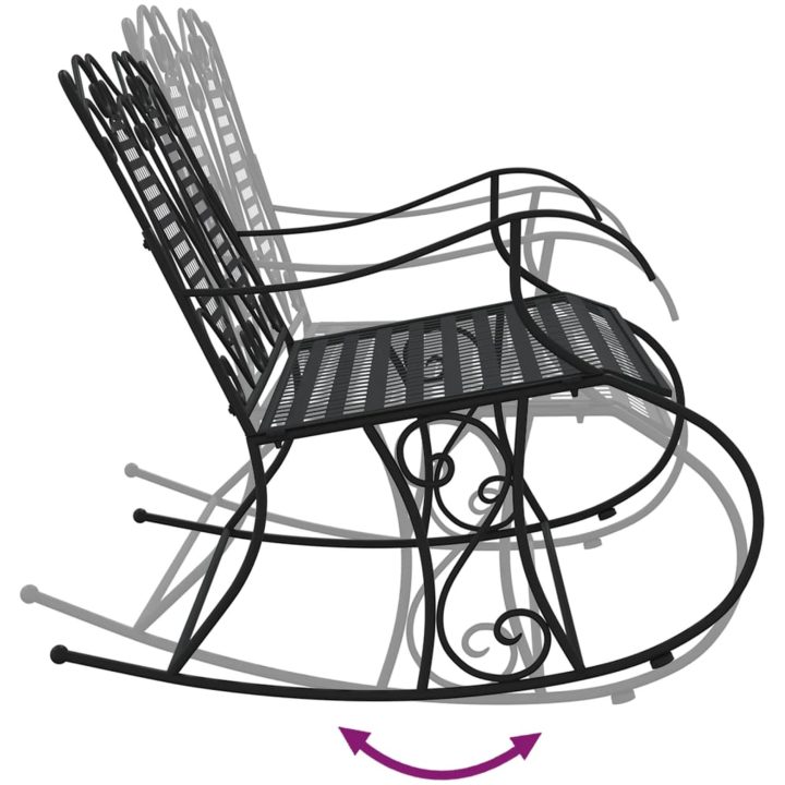 Gungbänk 2-sits 113 cm svart stål vidaXL 113 x 84 x 94 cm – bild 6