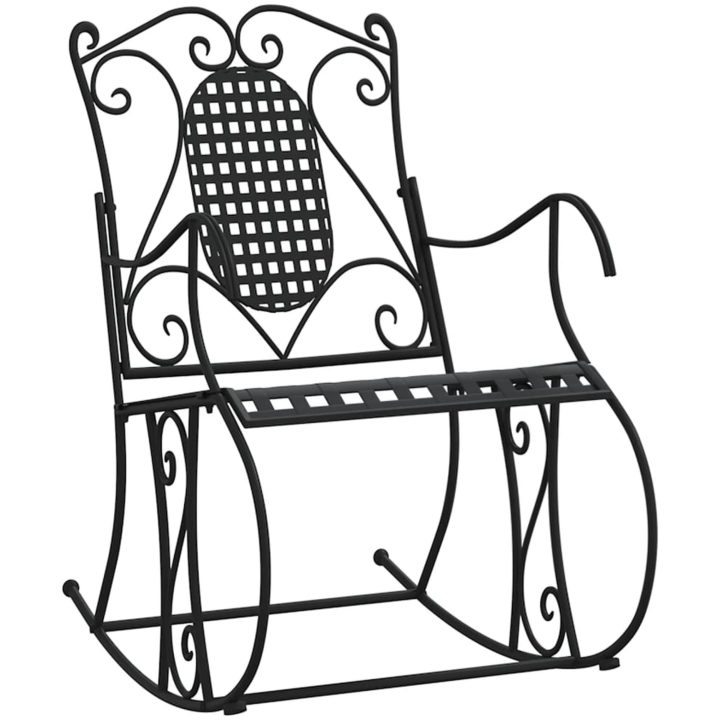 Gungbänk 84 cm svart stål vidaXL 84 x 54 x 95 cm – bild 2