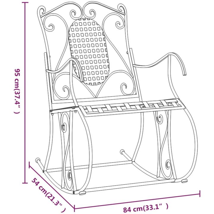 Gungbänk 84 cm svart stål vidaXL 84 x 54 x 95 cm – bild 8