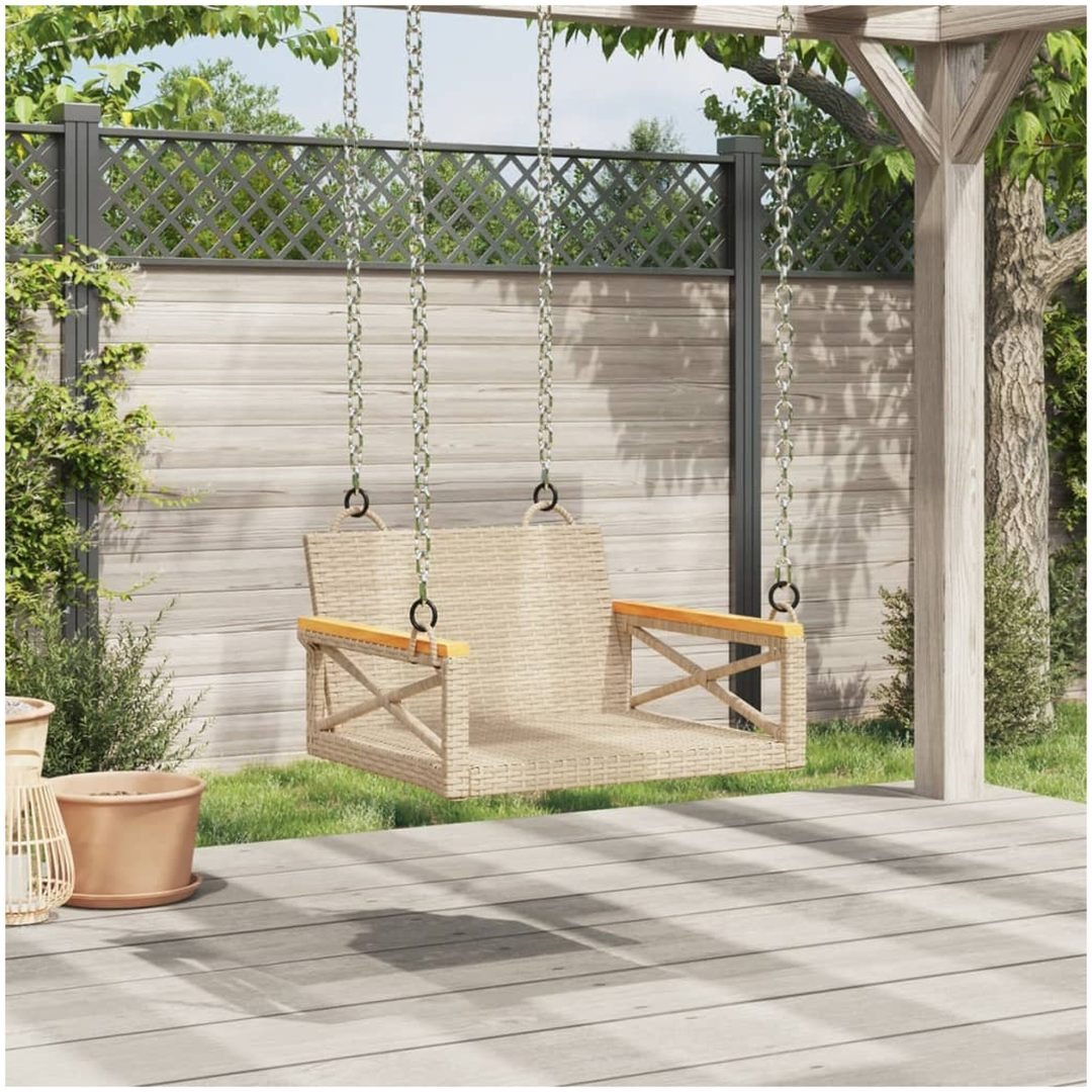 Gungbänk beige konstrotting vidaXL 63 x 62 x 40 cm – bild 3