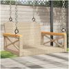 Gungbänk beige konstrotting vidaXL 63 x 62 x 40 cm – miniatyr 1