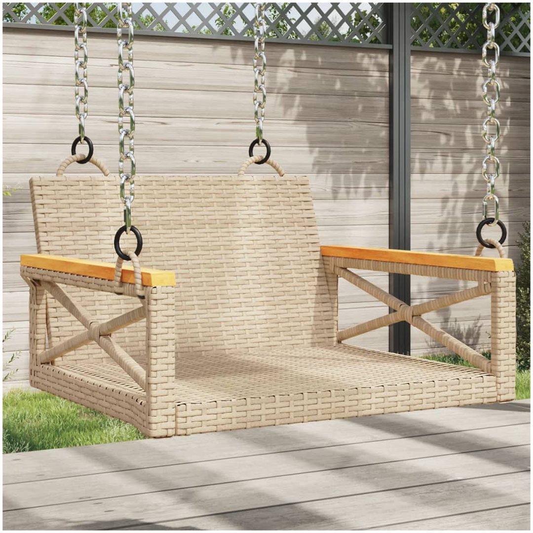 Gungbänk beige konstrotting vidaXL 63 x 62 x 40 cm