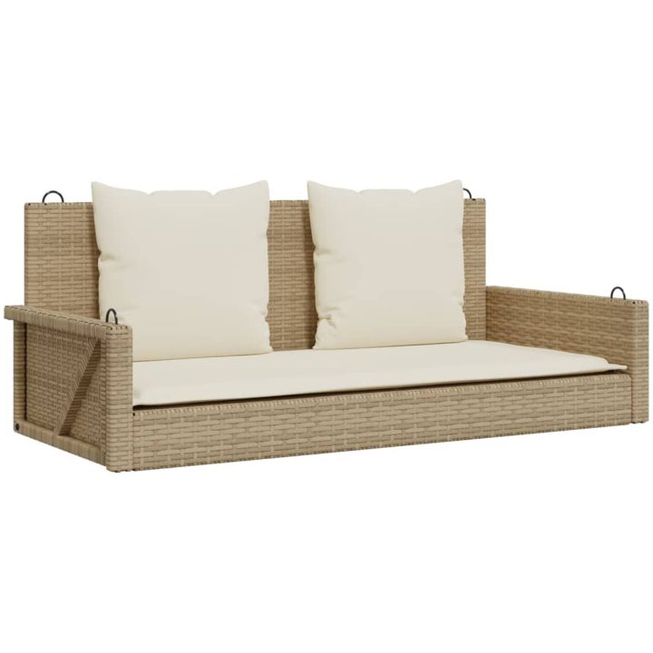 Gungbänk med dynor beige 119x56x48 cm konstrotting vidaXL – bild 2