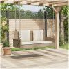 Gungbänk med dynor beige 119x56x48 cm konstrotting vidaXL – miniatyr 3