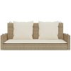 Gungbänk med dynor beige 119x56x48 cm konstrotting vidaXL – miniatyr 4