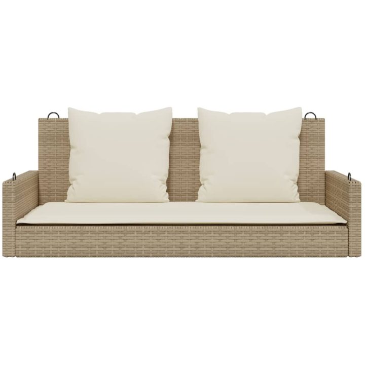 Gungbänk med dynor beige 119x56x48 cm konstrotting vidaXL – bild 4