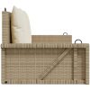 Gungbänk med dynor beige 119x56x48 cm konstrotting vidaXL – miniatyr 5