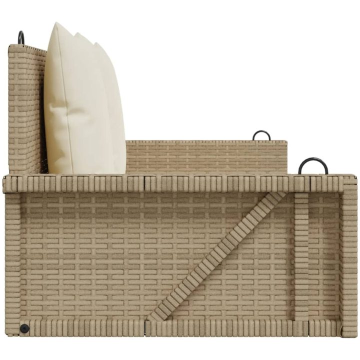 Gungbänk med dynor beige 119x56x48 cm konstrotting vidaXL – bild 5
