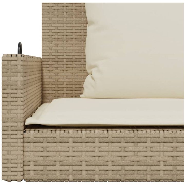 Gungbänk med dynor beige 119x56x48 cm konstrotting vidaXL – bild 8