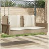 Gungbänk med dynor beige 119x56x48 cm konstrotting vidaXL – miniatyr 1