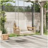 Gungbänk med dynor beige konstrotting vidaXL 63 x 62 x 40 cm – miniatyr 3
