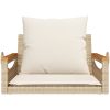 Gungbänk med dynor beige konstrotting vidaXL 63 x 62 x 40 cm – miniatyr 4