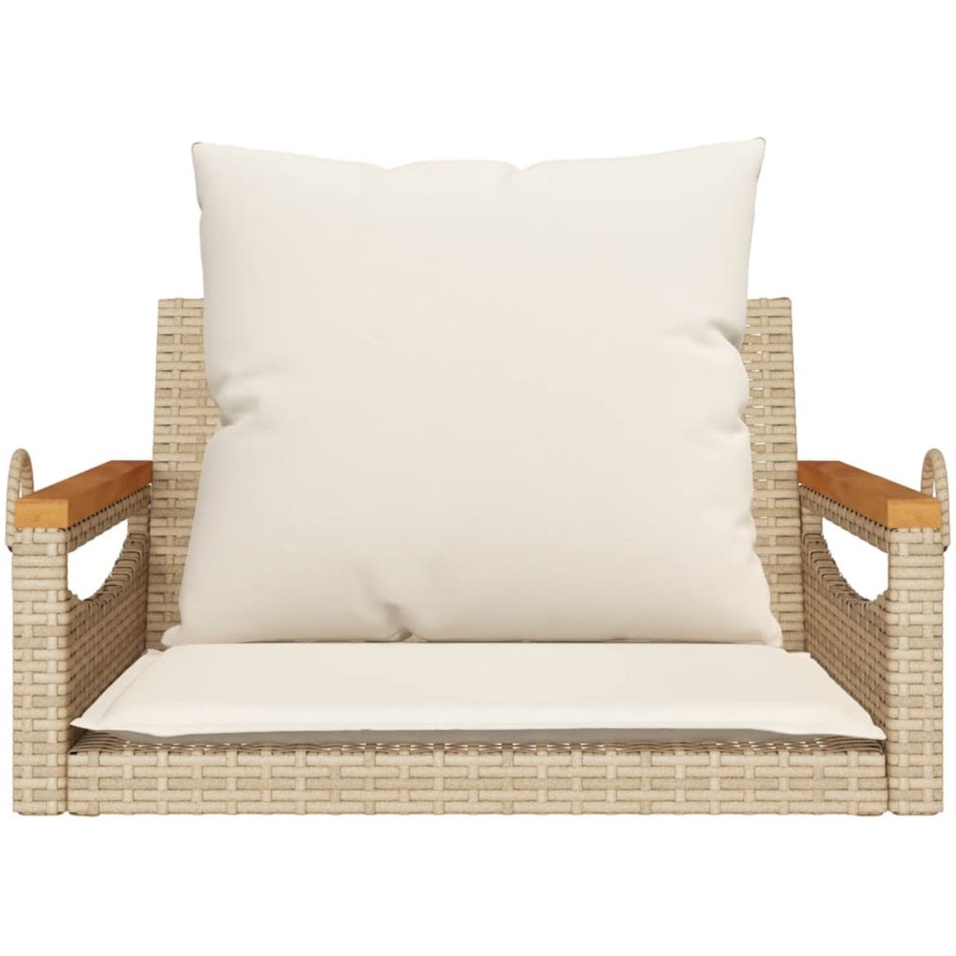 Gungbänk med dynor beige konstrotting vidaXL 63 x 62 x 40 cm – bild 4