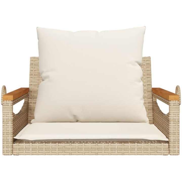Gungbänk med dynor beige konstrotting vidaXL 63 x 62 x 40 cm – bild 4
