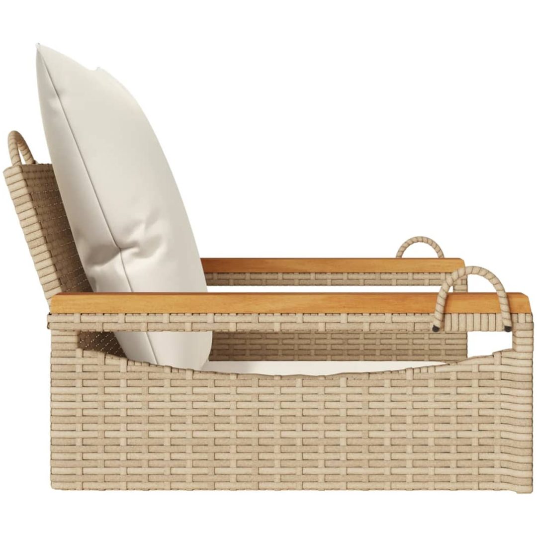 Gungbänk med dynor beige konstrotting vidaXL 63 x 62 x 40 cm – bild 5