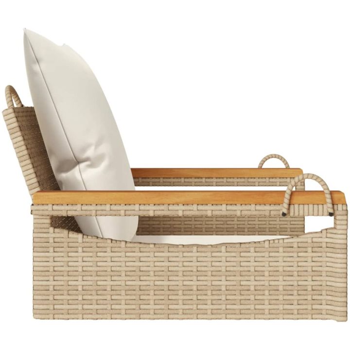 Gungbänk med dynor beige konstrotting vidaXL 63 x 62 x 40 cm – bild 5