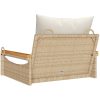 Gungbänk med dynor beige konstrotting vidaXL 63 x 62 x 40 cm – miniatyr 6