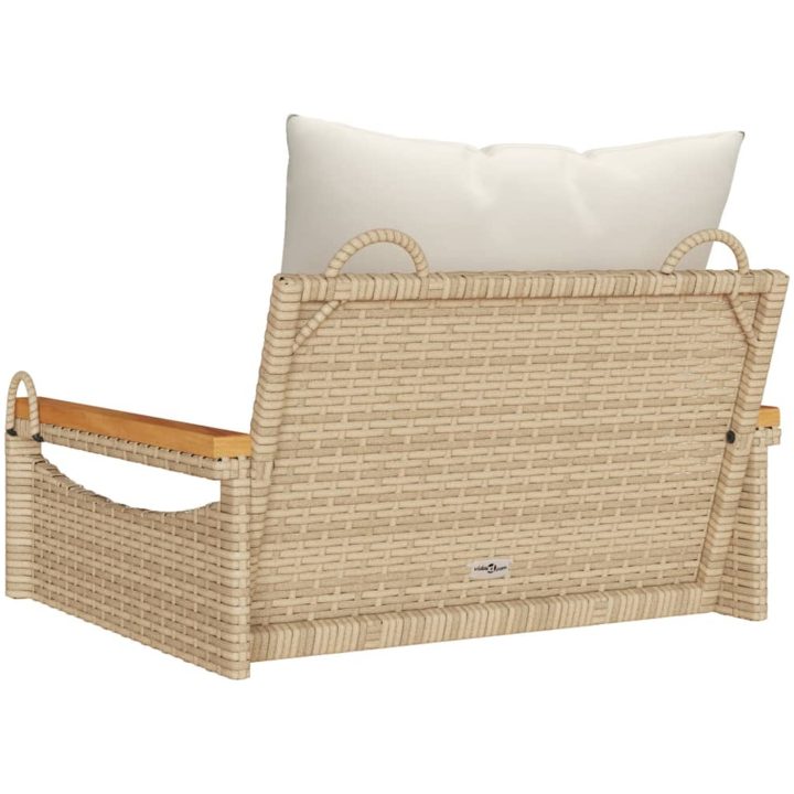Gungbänk med dynor beige konstrotting vidaXL 63 x 62 x 40 cm – bild 6