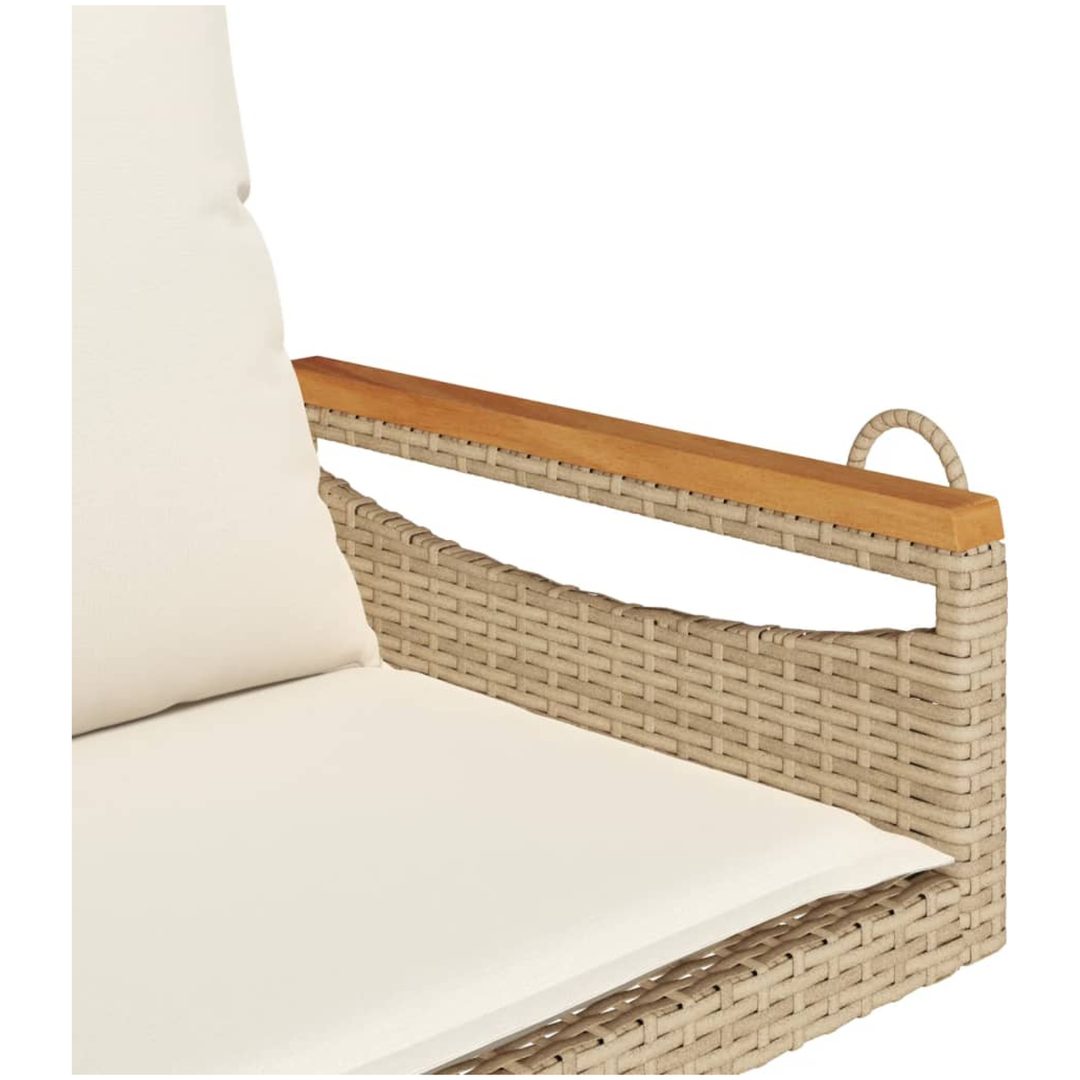 Gungbänk med dynor beige konstrotting vidaXL 63 x 62 x 40 cm – bild 7