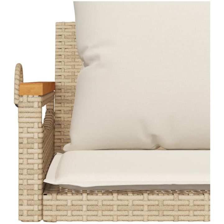 Gungbänk med dynor beige konstrotting vidaXL 63 x 62 x 40 cm – bild 8