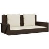 Gungbänk med dynor brun 119x56x48 cm konstrotting vidaXL – miniatyr 2