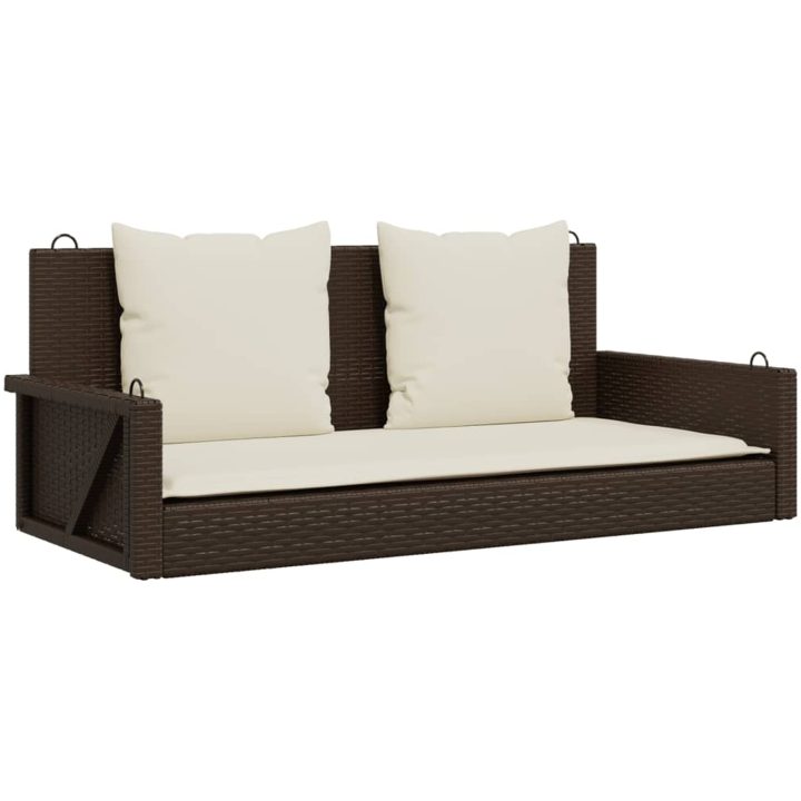Gungbänk med dynor brun 119x56x48 cm konstrotting vidaXL – bild 2