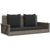 Gungbänk med dynor grå 119x56x48 cm konstrotting vidaXL – miniatyr 2