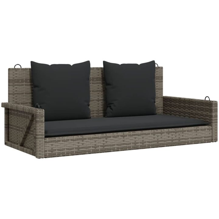 Gungbänk med dynor grå 119x56x48 cm konstrotting vidaXL – bild 2