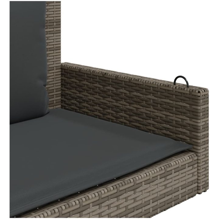 Gungbänk med dynor grå 119x56x48 cm konstrotting vidaXL – bild 7