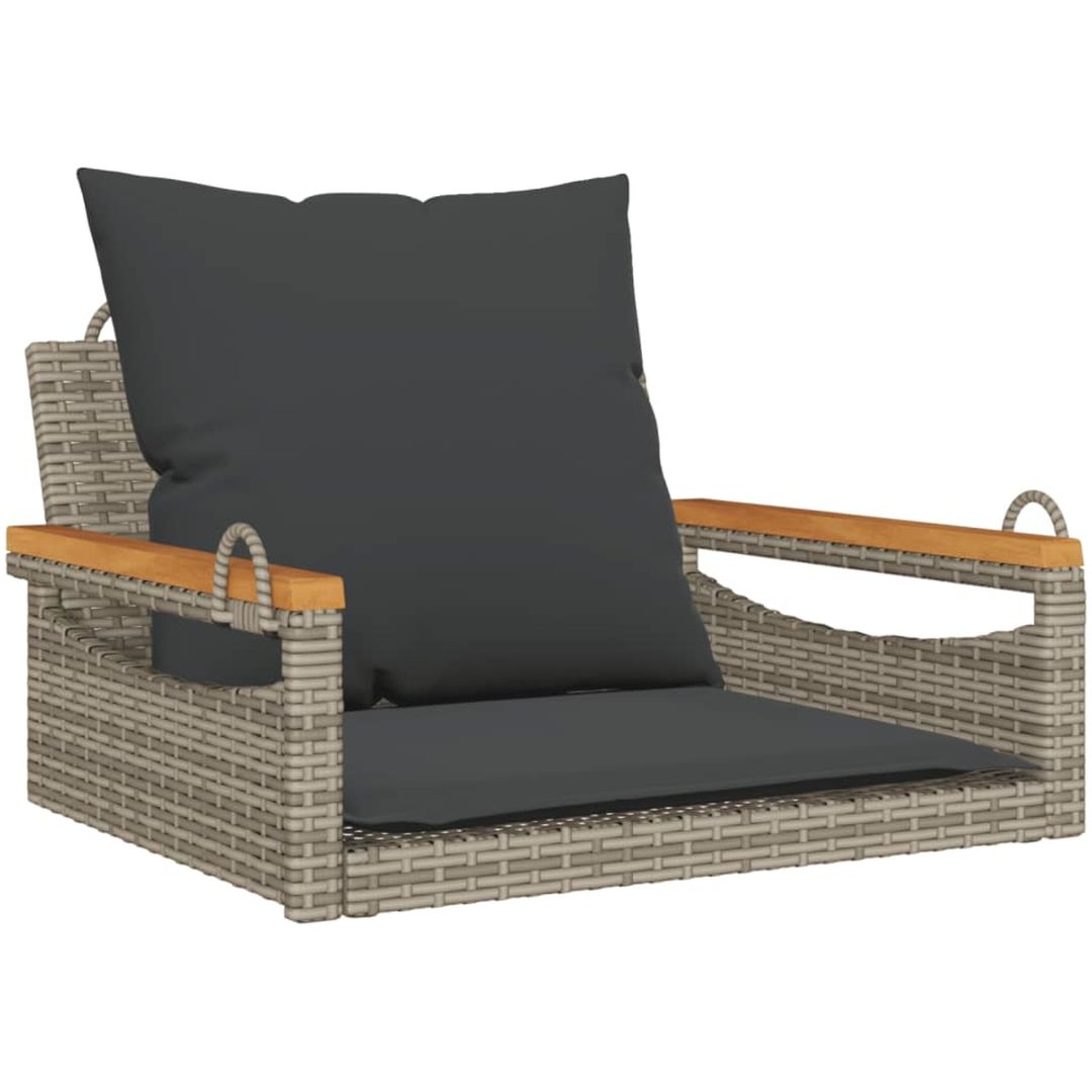 Gungbänk med dynor grå konstrotting vidaXL 63 x 62 x 40 cm – bild 2