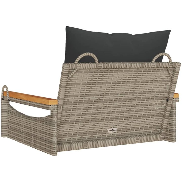 Gungbänk med dynor grå konstrotting vidaXL 63 x 62 x 40 cm – bild 6
