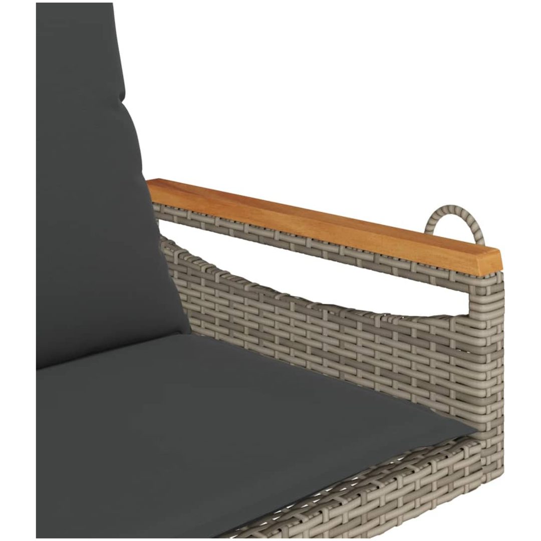 Gungbänk med dynor grå konstrotting vidaXL 63 x 62 x 40 cm – bild 7