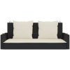 Gungbänk med dynor svart 119x56x48 cm konstrotting vidaXL – miniatyr 4