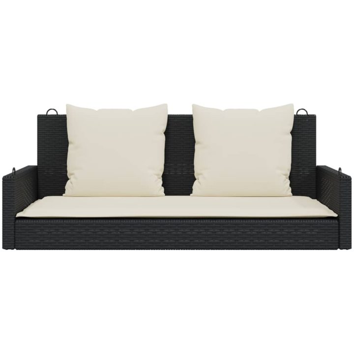 Gungbänk med dynor svart 119x56x48 cm konstrotting vidaXL – bild 4