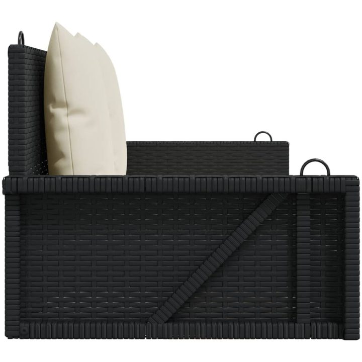 Gungbänk med dynor svart 119x56x48 cm konstrotting vidaXL – bild 5