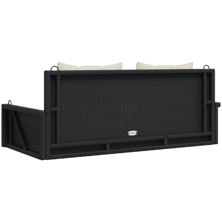 Gungbänk med dynor svart 119x56x48 cm konstrotting vidaXL – bild 6