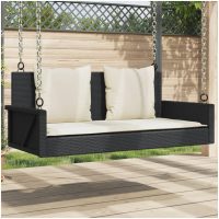 Gungbänk med dynor svart 119x56x48 cm konstrotting vidaXL