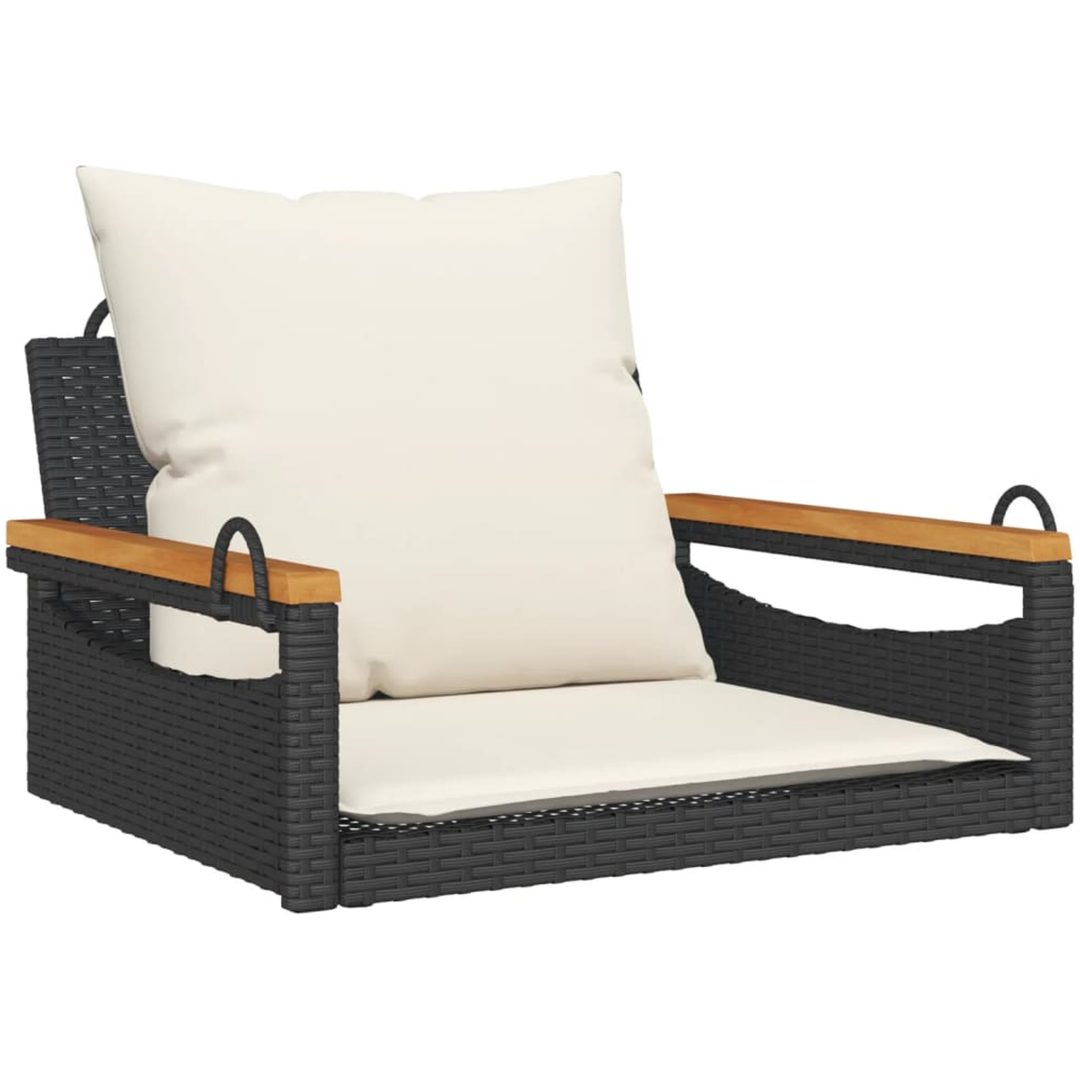Gungbänk med dynor svart konstrotting vidaXL 63 x 62 x 40 cm – bild 2