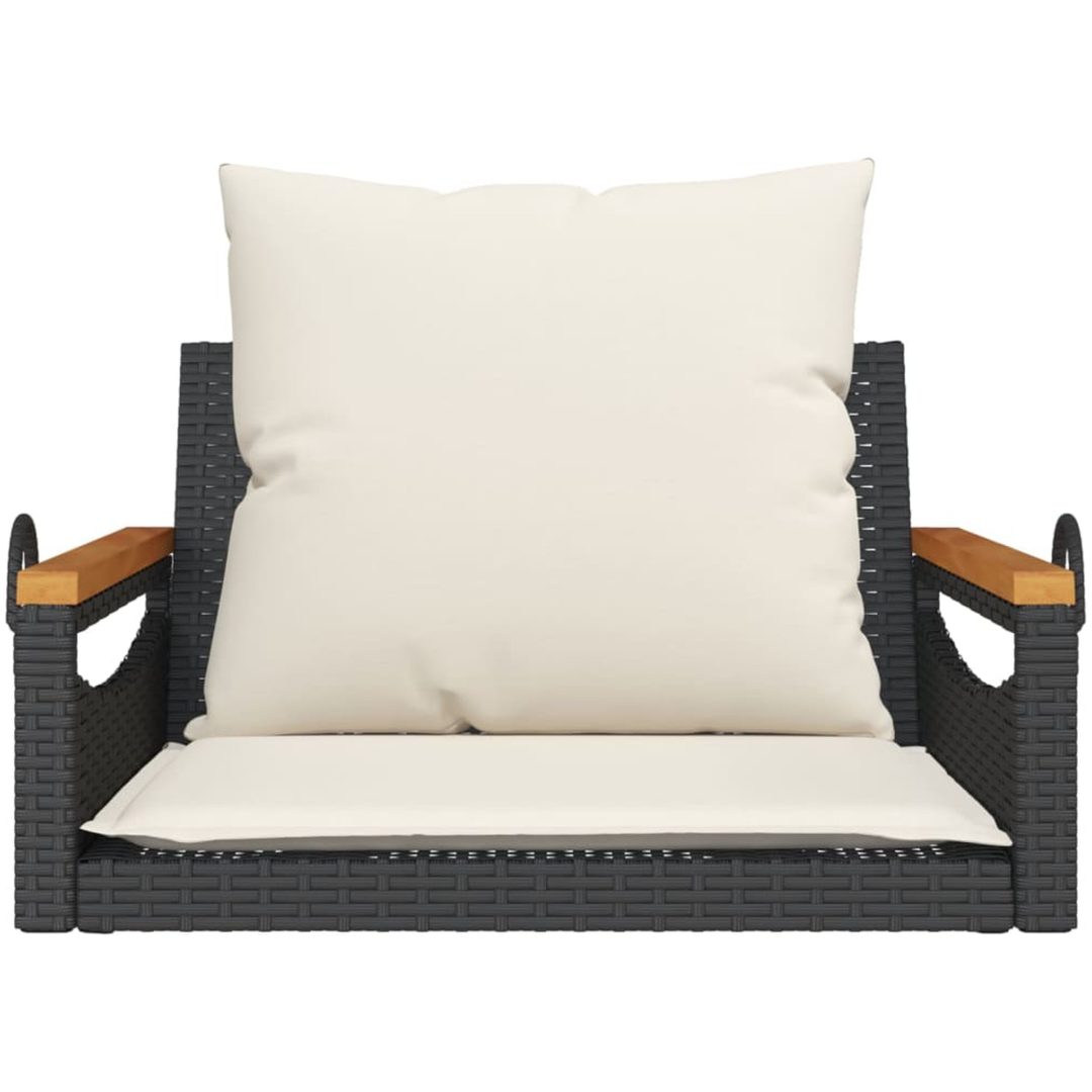 Gungbänk med dynor svart konstrotting vidaXL 63 x 62 x 40 cm – bild 4